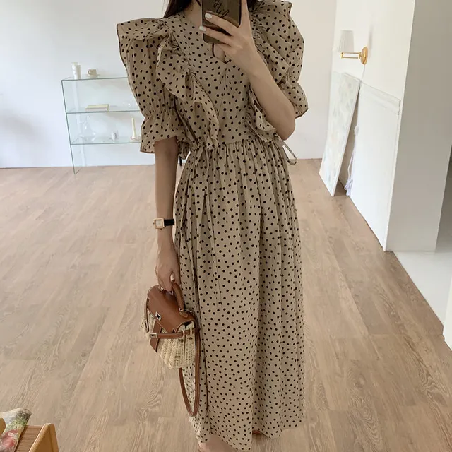 Summer Long Women Casual Boho Dot Beach Dress V-neck Ruffle Loose Chiffon Dress
Summer Long Women Casual Boho Dot Beach Dress V-neck Ruffle Loose Chiffon Dress