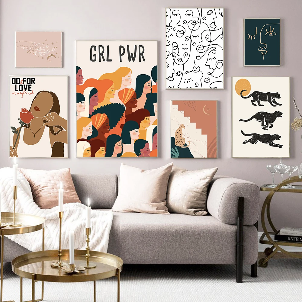 Boho Feminist Art Print Abstract Tiger Poster Line Face Portrait Canvas Painting Minimalist Girl Wall Pictures Living Home Decor
Boho Feminist Art Print Abstract Tiger Poster Line Face Portrait Canvas Painting Minimalist Girl Wall Pictures Living Home Decor