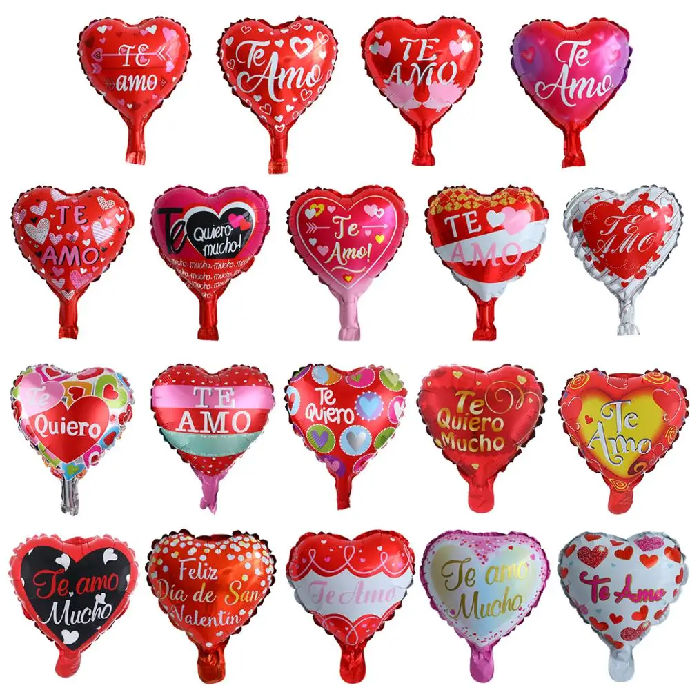 

10pcs 10inch Spanish TE AMO foil balloons Red love heart globos wedding Valentine's Days party decor birthday party supplies