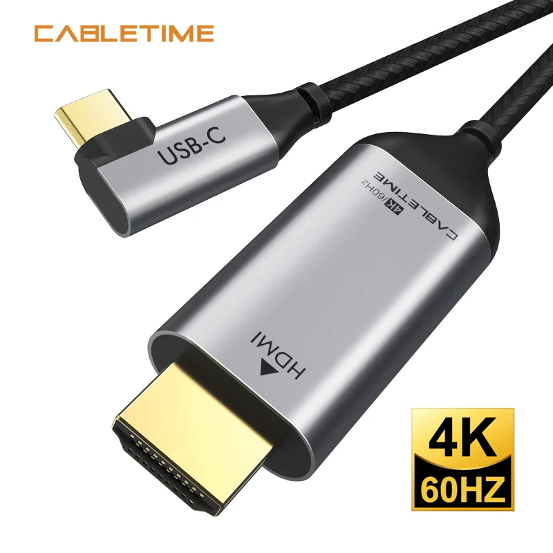 Кабель CABLETIME USB C HDMI угол 4K 60 гц тип 3 1 Thunderbolt для MacBook Pro 2018 Samsung Galaxy S8 + ноутбук