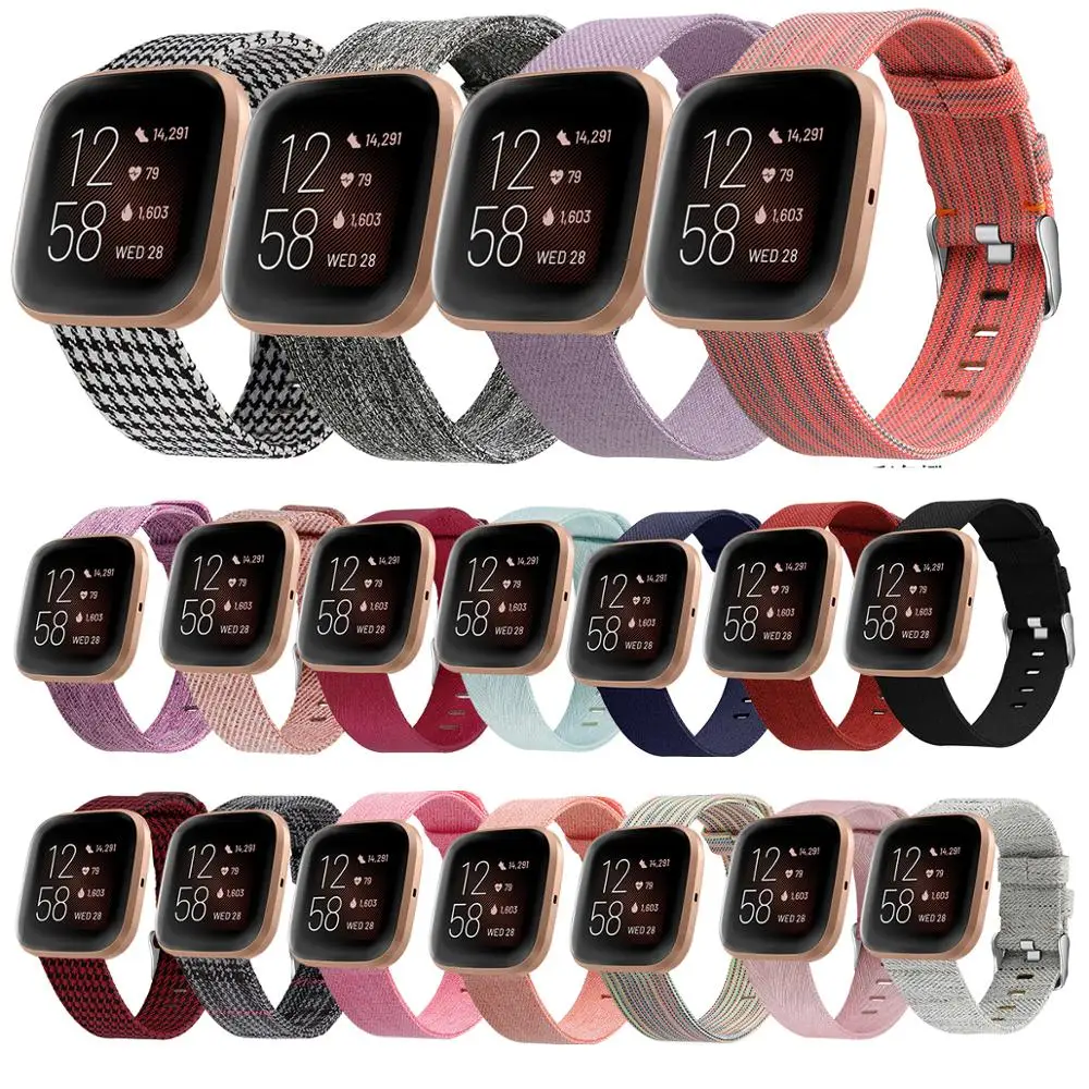 Холщовый нейлоновый ремешок для смарт часов fitbit versa 2 большой маленький