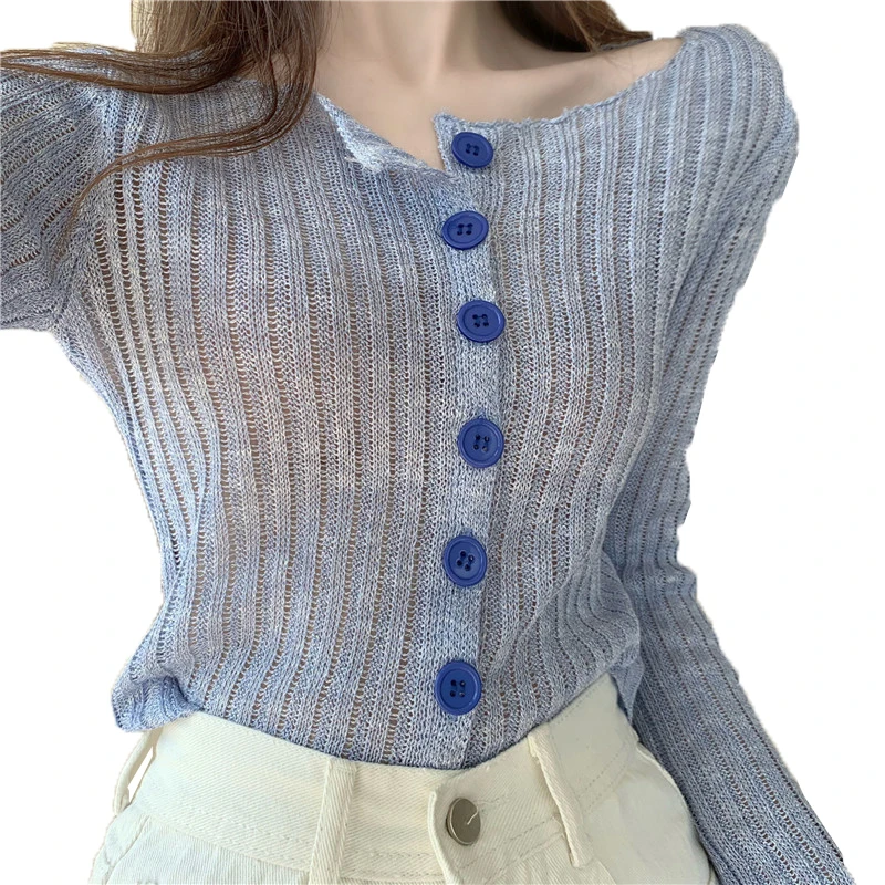 Women's Thin Sweater Cardigan Coat Spring Summer Long-Sleeved Single-Breasted Knitted Sweater Sun Protection Clothing Tops W377
Women's Thin Sweater Cardigan Coat Spring Summer Long-Sleeved Single-Breasted Knitted Sweater Sun Protection Clothing Tops W377