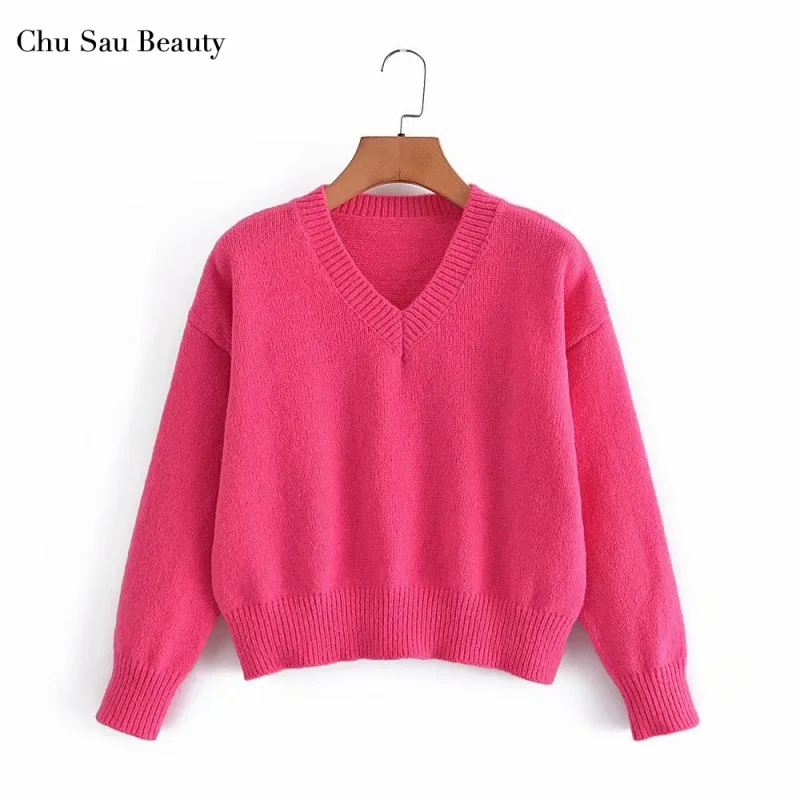 2021 ZA Women's Autumn And Winter Soft Knitted Sweater Fashion Solid Color Loose V-Neck Pullover Retro Long-Sleeved Sweater
2021 ZA Women's Autumn And Winter Soft Knitted Sweater Fashion Solid Color Loose V-Neck Pullover Retro Long-Sleeved Sweater