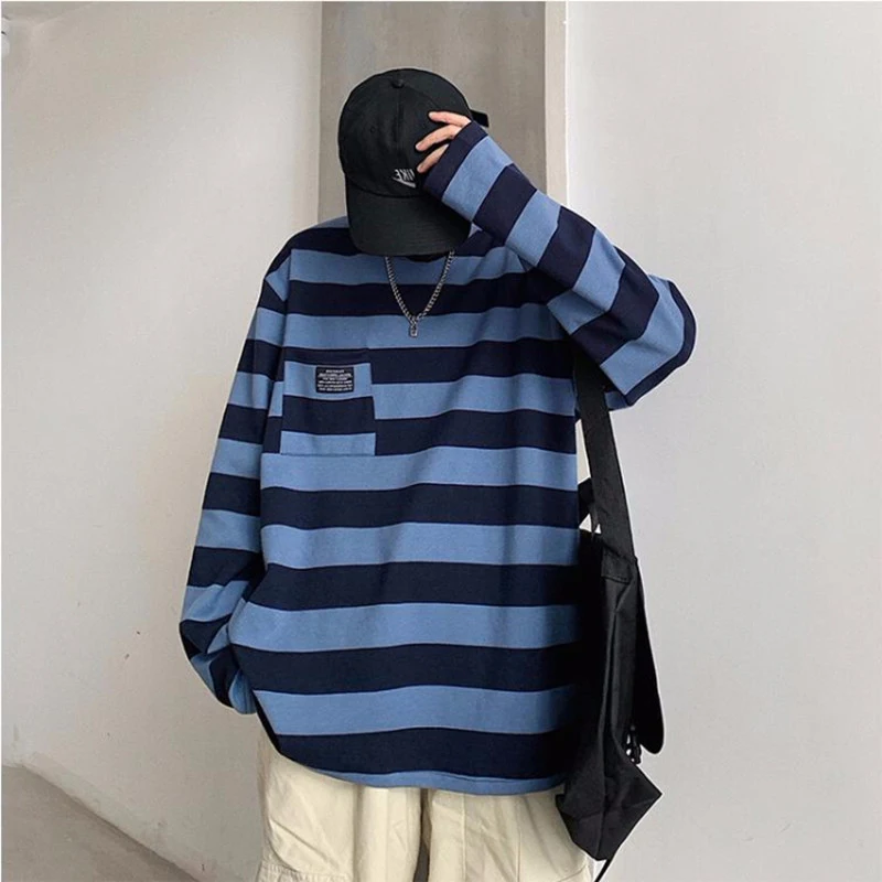 Hot Sale 2021 Striped All-Match Men's T-Shirt Harajuku Korean Style Loose Oversized Long Sleeve Clothes Hip Hop Streetwear Tops
Hot Sale 2021 Striped All-Match Men's T-Shirt Harajuku Korean Style Loose Oversized Long Sleeve Clothes Hip Hop Streetwear Tops