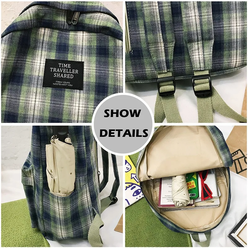Students Backpack Women Plaid Pattern School Bag Canvas Softback Campus Style Rucksack Travel Bagpack Female Backpacks Ladies
Students Backpack Women Plaid Pattern School Bag Canvas Softback Campus Style Rucksack Travel Bagpack Female Backpacks Ladies