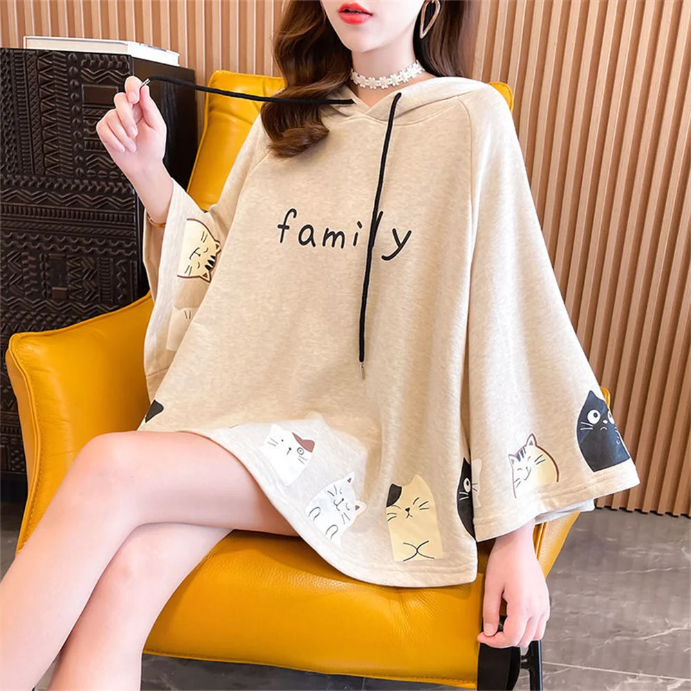 Женская свободная толстовка с капюшоном, в стиле Харадзюку
Женская свободная толстовка с капюшоном, в стиле Харадзюку