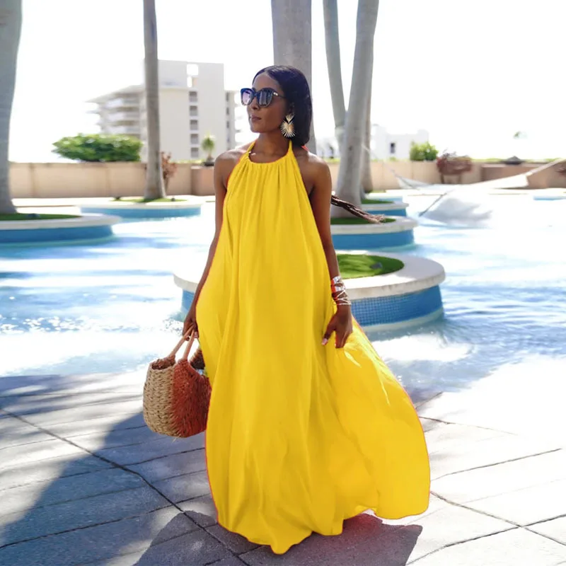 Women Summer Long Maxi Dress Sexy Sleeveless Lace Up Halter Backless Maxi Long Dresses Beach Elegant Robe Sundress vestidos 
Women Summer Long Maxi Dress Sexy Sleeveless Lace Up Halter Backless Maxi Long Dresses Beach Elegant Robe Sundress vestidos
