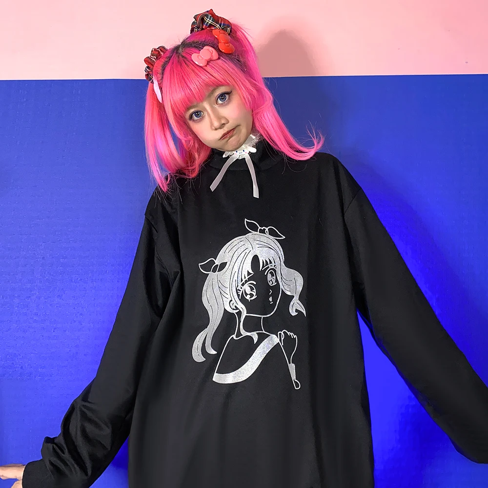 Японская Женская толстовка с круглым вырезом в стиле Харадзюку, Необычные Светоотражающие свободные пуловеры с мультяшным принтом 3м, мила...
Японская Женская толстовка с круглым вырезом в стиле Харадзюку, Необычные Светоотражающие свободные пуловеры с мультяшным принтом 3м, мила...