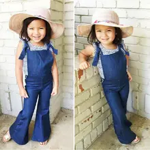 New Fashion Toddler Kids Baby Girl Sleeveless Backless Strap Denim Overall Romper Jumper Bell Bottom Trousers Summer Clothes