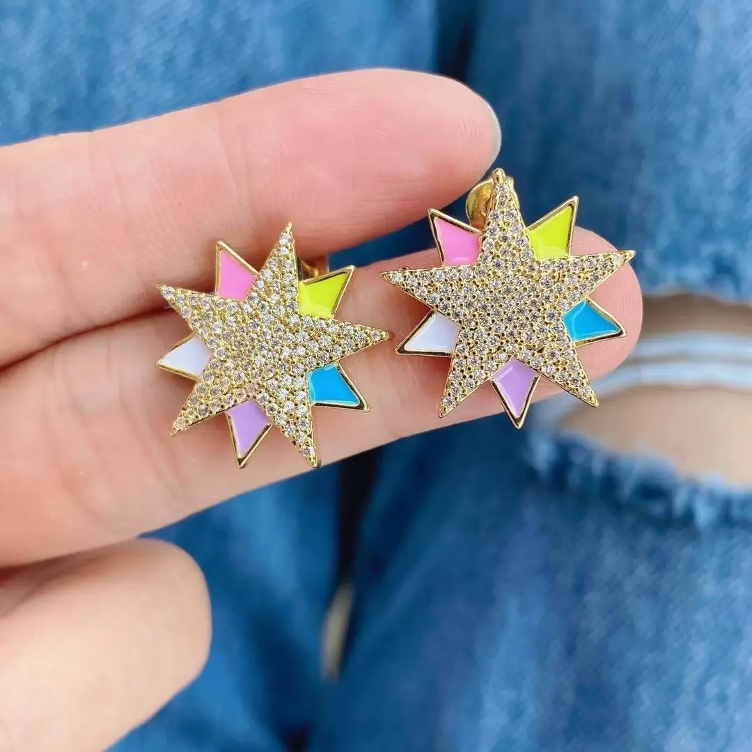 5 Pairs, Crystal Zircon Flower Stud Earring for Women Gold Color Star Multi-color CZ Earring Fashion Jewelry Gift
5 Pairs, Crystal Zircon Flower Stud Earring for Women Gold Color Star Multi-color CZ Earring Fashion Jewelry Gift