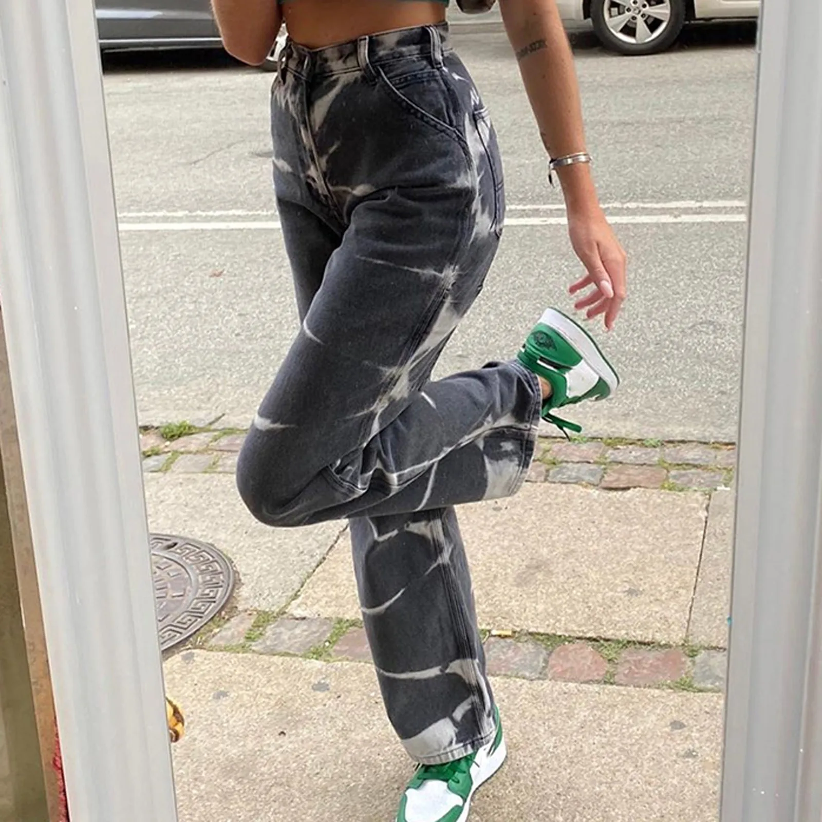 Women's High Waist Loose Pocket Zipper Straight Pants Tie-dye Pants Jeans Clothing Jeans Female Woman Trousers Jeans Women
Women's High Waist Loose Pocket Zipper Straight Pants Tie-dye Pants Jeans Clothing Jeans Female Woman Trousers Jeans Women