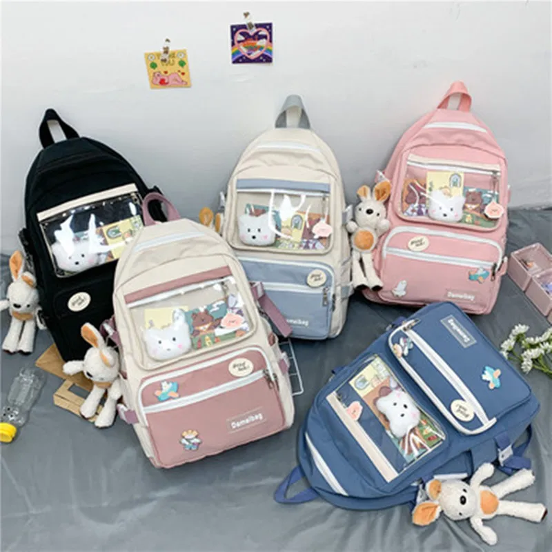 2021 New elementary and middle school student schoolbag cartoon cute girl backpack Korean doll decoration transparent backpack
2021 New elementary and middle school student schoolbag cartoon cute girl backpack Korean doll decoration transparent backpack