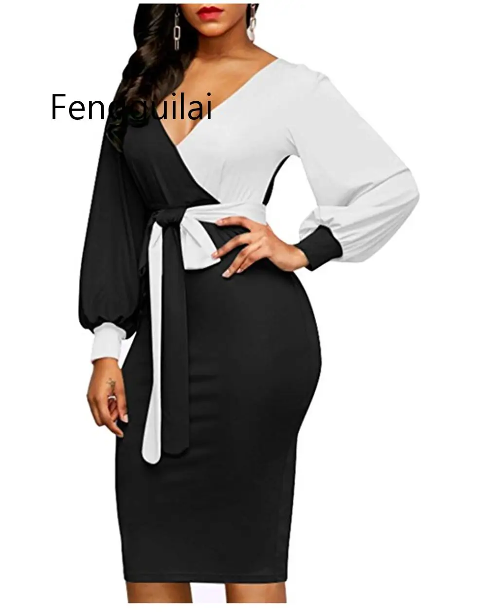 Women Fashion Sashes Sexy Office Lady Work Dress Long Sleeve Deep V Neck Contrast Color Shirt Dress 2019 Winter Women Dress
Women Fashion Sashes Sexy Office Lady Work Dress Long Sleeve Deep V Neck Contrast Color Shirt Dress 2019 Winter Women Dress