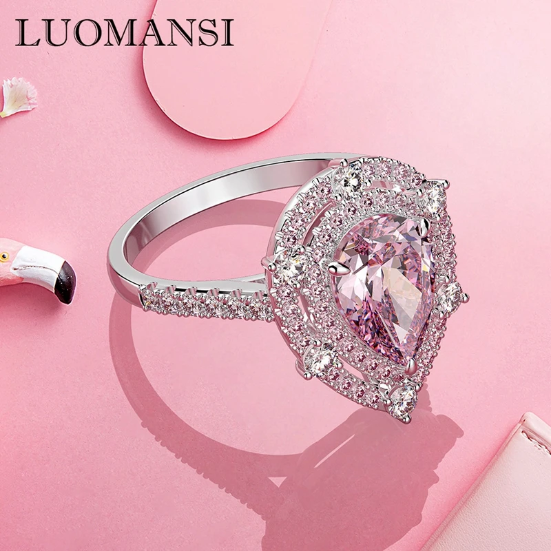 Luomansi Новое 7*10 розовое высокоуглеродистое бриллиантовое женское кольцо со сверкающими бриллиантами для свадебной помолвки
Luomansi Новое 7*10 розовое высокоуглеродистое бриллиантовое женское кольцо со сверкающими бриллиантами для свадебной помолвки