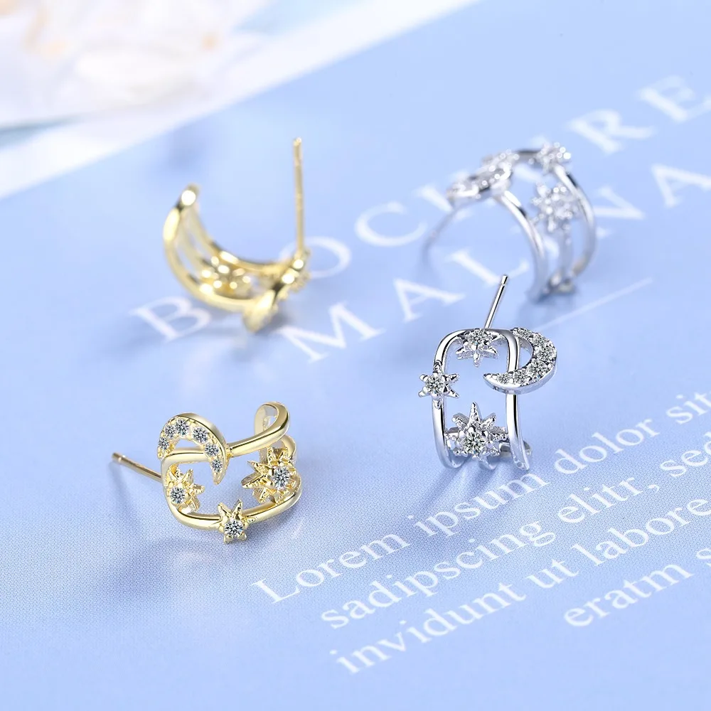 New Fashion Cute Star And Moon Earrings Vintage Gold Color Cz Crystal Charms Hoop Earrings For Women Girls Korean Jewelry 2020
New Fashion Cute Star And Moon Earrings Vintage Gold Color Cz Crystal Charms Hoop Earrings For Women Girls Korean Jewelry 2020