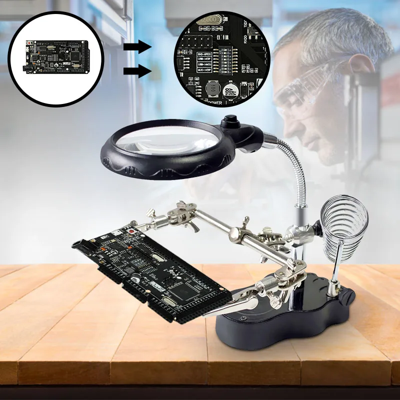Multifunctional LED Light Magnifier Glass Desk Lamp Helping Hand Repair Clamp Clip Stand Desktop Magnifying Tool Led Desk Light
Multifunctional LED Light Magnifier Glass Desk Lamp Helping Hand Repair Clamp Clip Stand Desktop Magnifying Tool Led Desk Light