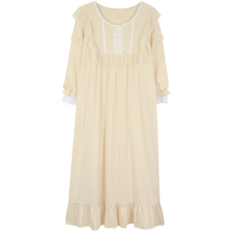 Loose Nightdress Women 2021 Spring and Autumn Round Neck Pullover Sweet Cute Court Style Nightgown Cotton Soft Sleeping Dress 
Loose Nightdress Women 2021 Spring and Autumn Round Neck Pullover Sweet Cute Court Style Nightgown Cotton Soft Sleeping Dress