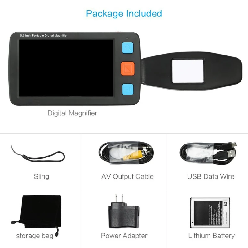 5 Inch Portable Digital Magnifier Handheld Electronic Low Vision Reading Aid LCD Display 4-32X Zoom Multiple Color Mode Black
5 Inch Portable Digital Magnifier Handheld Electronic Low Vision Reading Aid LCD Display 4-32X Zoom Multiple Color Mode Black