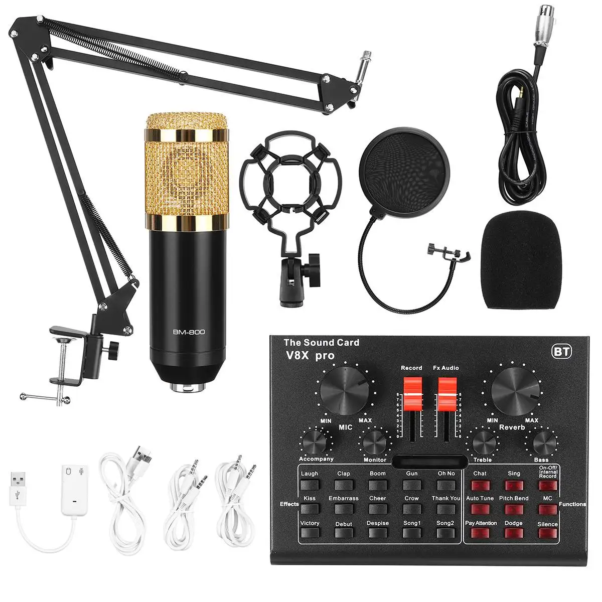 V8X pro BM800 Microphone Sound Card pc Game Live Streaming dj Condenser Stand USB bluetooth karaoke Studio Recording
V8X pro BM800 Microphone Sound Card pc Game Live Streaming dj Condenser Stand USB bluetooth karaoke Studio Recording