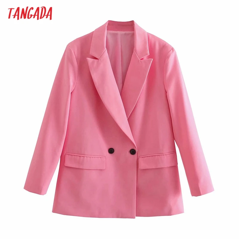 Tangada Women Solid Pink Blazer Coat Vintage Double Breasted Pocket 2021 Fashion Female Casual Chic Tops 4M181
Tangada Women Solid Pink Blazer Coat Vintage Double Breasted Pocket 2021 Fashion Female Casual Chic Tops 4M181