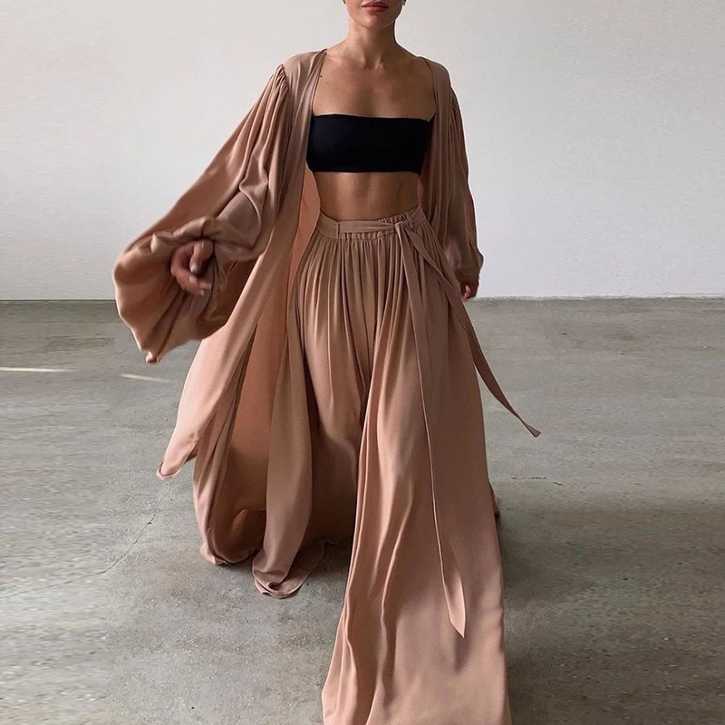 Women's Three Piece Suits Full Sleeve Long Cardigan+Tank Top+Pant Sets Elastic Waist Streetwear Loose Spring Casual Lady Office
Women's Three Piece Suits Full Sleeve Long Cardigan+Tank Top+Pant Sets Elastic Waist Streetwear Loose Spring Casual Lady Office