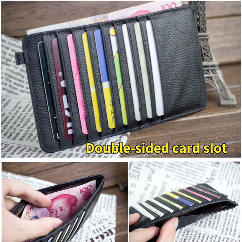 

Credit ID Card Holders Men Genuine Leather 18 Card Slots With Changes Pocket For Man Long Wallet Women High Quality Famous Slim