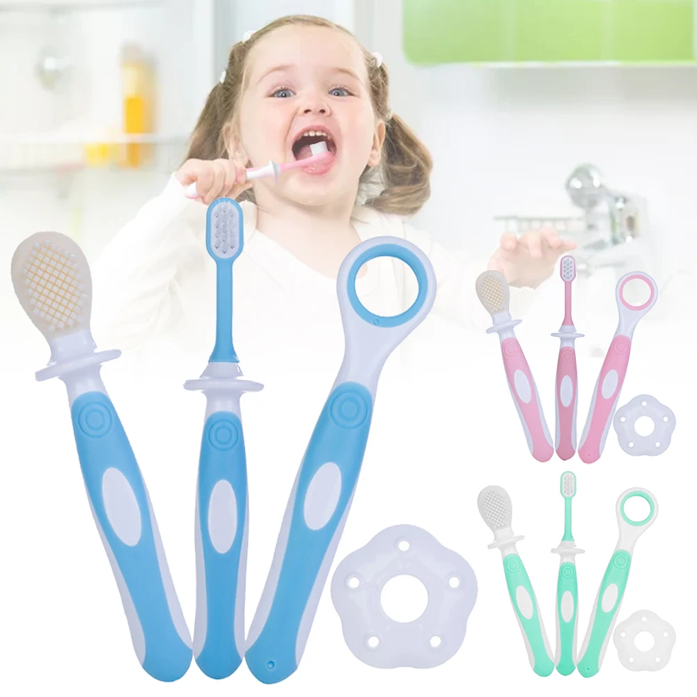 4pcs Baby Toothbrush Silicone Deciduous Tooth Brush Children's Training Toothbrush Cleaner Kids Teethers with Tongue Scraper
4pcs Baby Toothbrush Silicone Deciduous Tooth Brush Children's Training Toothbrush Cleaner Kids Teethers with Tongue Scraper