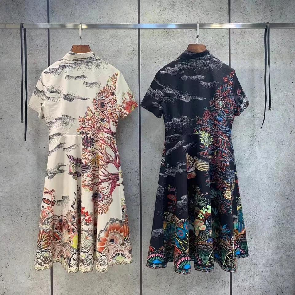 Lady Runway Fashion 100% Cotton Chic Prom Robe Women Peter Pan Collar Totem Print Belted Midi Dress Mujer Vestidos
Lady Runway Fashion 100% Cotton Chic Prom Robe Women Peter Pan Collar Totem Print Belted Midi Dress Mujer Vestidos