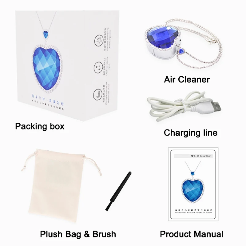 Necklace Air Purifier Heart Shape Blue Crystal Mini Portable Air Freshner for Adult Kid New Arrival
Necklace Air Purifier Heart Shape Blue Crystal Mini Portable Air Freshner for Adult Kid New Arrival