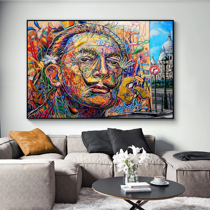 Graffiti Art Salvador Dali Portrait Canvas Poster Oil Paintings Print on Canvas Wall Street Art Pictures for Living Room Decor
Graffiti Art Salvador Dali Portrait Canvas Poster Oil Paintings Print on Canvas Wall Street Art Pictures for Living Room Decor