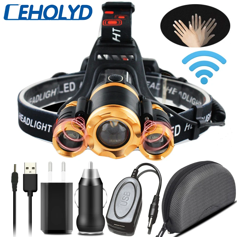 Sensor LED Headlamp Zoomable T6 Head Flashlight Torch Rechargeable Light Forehead Lamp Fishing Headlight Powerbank 18650 Battery
Sensor LED Headlamp Zoomable T6 Head Flashlight Torch Rechargeable Light Forehead Lamp Fishing Headlight Powerbank 18650 Battery