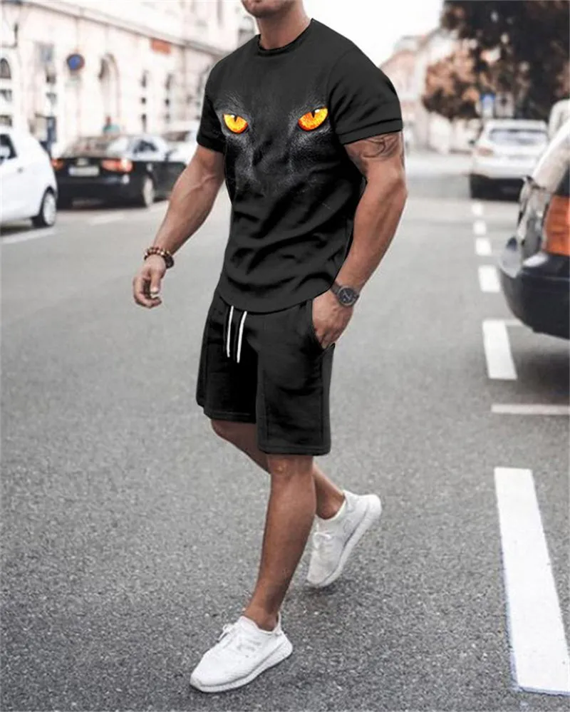 3D digital printing T-shirt sports and leisure suitsEuropean and American men's summer shorts loose casual short-sleeved
3D digital printing T-shirt sports and leisure suitsEuropean and American men's summer shorts loose casual short-sleeved