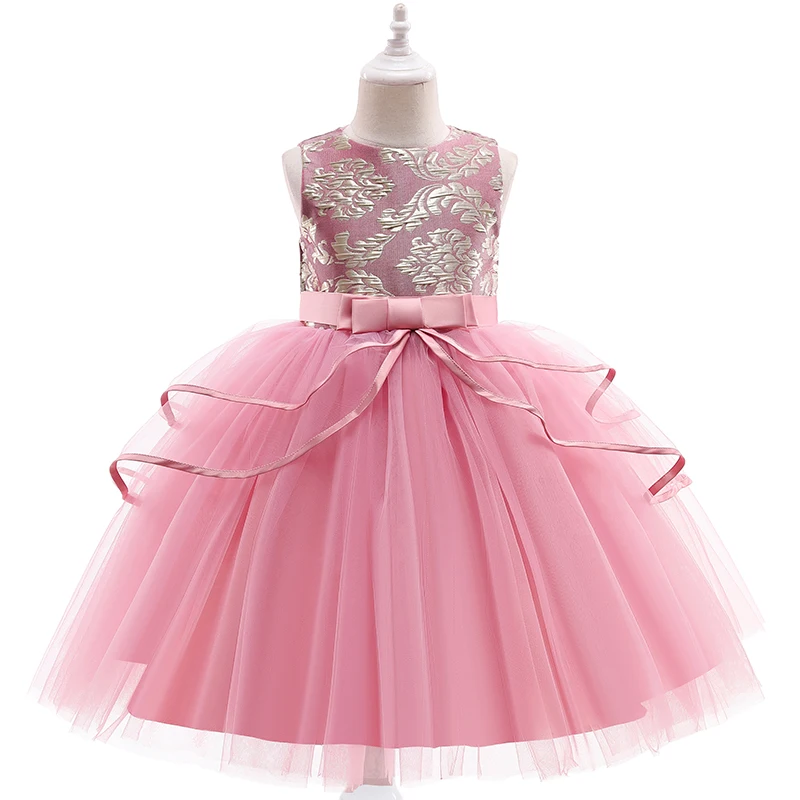 

2021 Платье для маленьких девочек в ретро-стиле с цветочной вышивкой Элегантные жаккардовое кружевное платье на свадьбу, платье принцессы с юбкой-пачкой платье для дня рождения, вечерние платье балетное для девочки