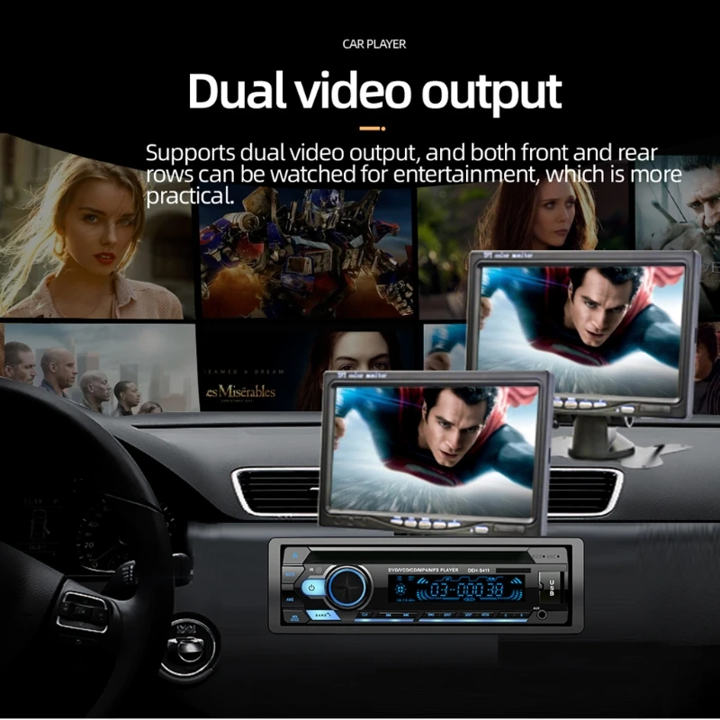 Dual Video Output Durable Car Bluetooth DVD Player U Disk Card Single-spindle USB Rechargable Hands-free Call
Dual Video Output Durable Car Bluetooth DVD Player U Disk Card Single-spindle USB Rechargable Hands-free Call