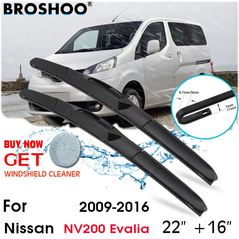 

Car Wiper Blade Front Window Windscreen Windshield Wiper Fit Blades Accessories For Nissan NV200 Evalia 22''+16'' 2009-2016