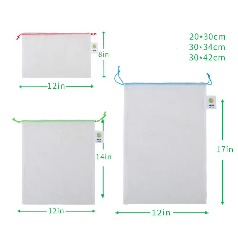 3 PICS/PACK RPET Fruit Net Bag Reusable Shopping Bag Storage Bag Polyester Double Drawstring Mesh Bag
3 PICS/PACK RPET Fruit Net Bag Reusable Shopping Bag Storage Bag Polyester Double Drawstring Mesh Bag