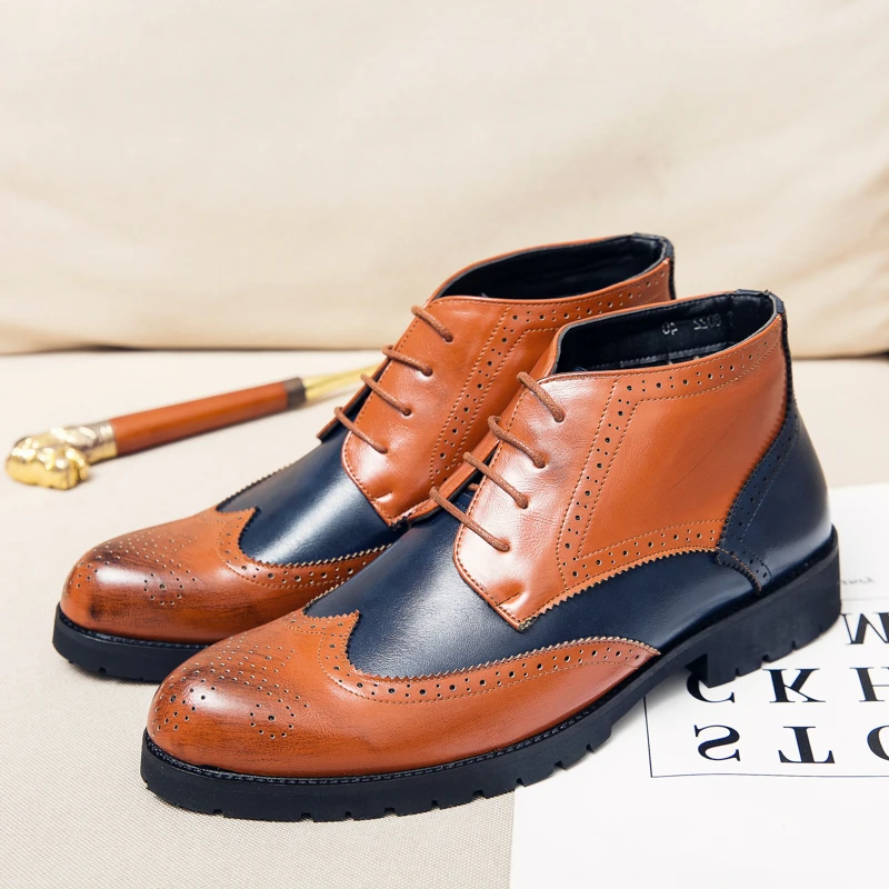 Oversize Brogue Men Boots High Top PU Leather Oxford Casual Shoes Blue Red Mixed Color British Wedding Fashion Men Boots
Oversize Brogue Men Boots High Top PU Leather Oxford Casual Shoes Blue Red Mixed Color British Wedding Fashion Men Boots