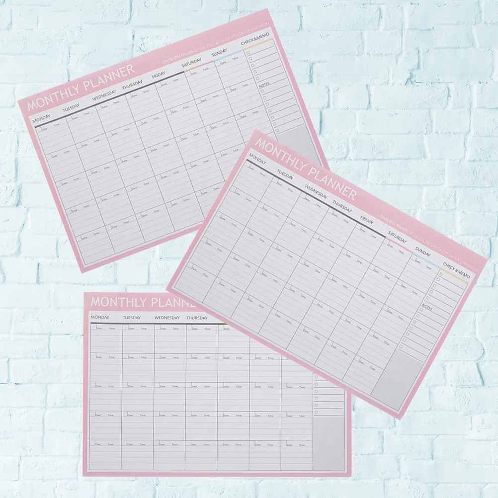 3Pcs Durable Monthly Sheets Memo Pad Schedule Plan Notebook Notepad for School Office Supplies)
3Pcs Durable Monthly Sheets Memo Pad Schedule Plan Notebook Notepad for School Office Supplies)