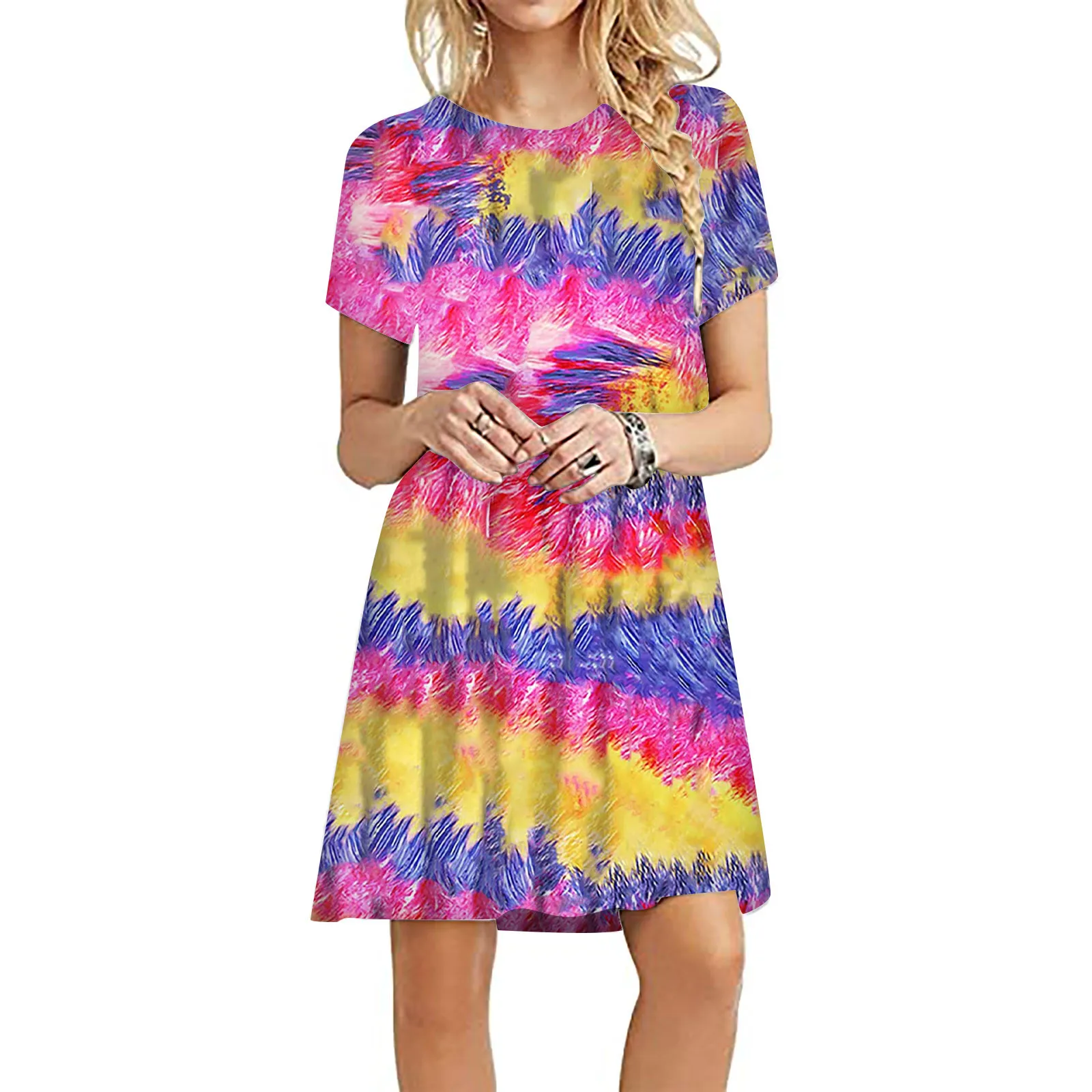 Summer Short Sleeve Dress For Women Fashion Colorful Tie-dye Print Mini Party Dress Casual Plus Size Straight Dresses Vestidos#f
Summer Short Sleeve Dress For Women Fashion Colorful Tie-dye Print Mini Party Dress Casual Plus Size Straight Dresses Vestidos#f