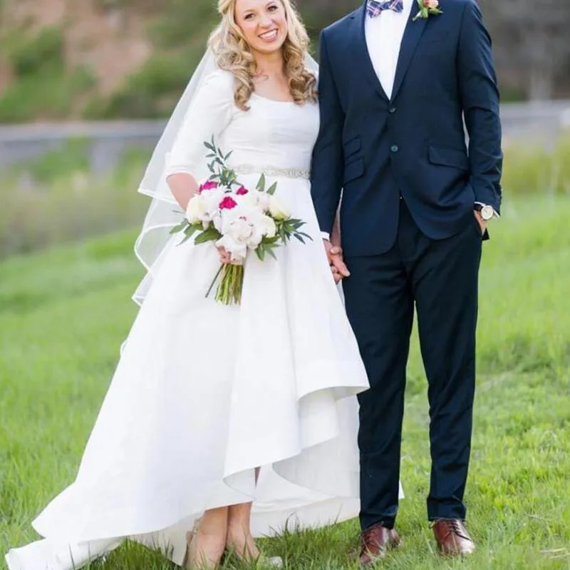 Sexy 2020 Plus Size Satin High Low Wedding Dresses Half Sleeve Garden Bohemian Country Bride Dresses Vestidos Novia Bridal Gowns
Sexy 2020 Plus Size Satin High Low Wedding Dresses Half Sleeve Garden Bohemian Country Bride Dresses Vestidos Novia Bridal Gowns