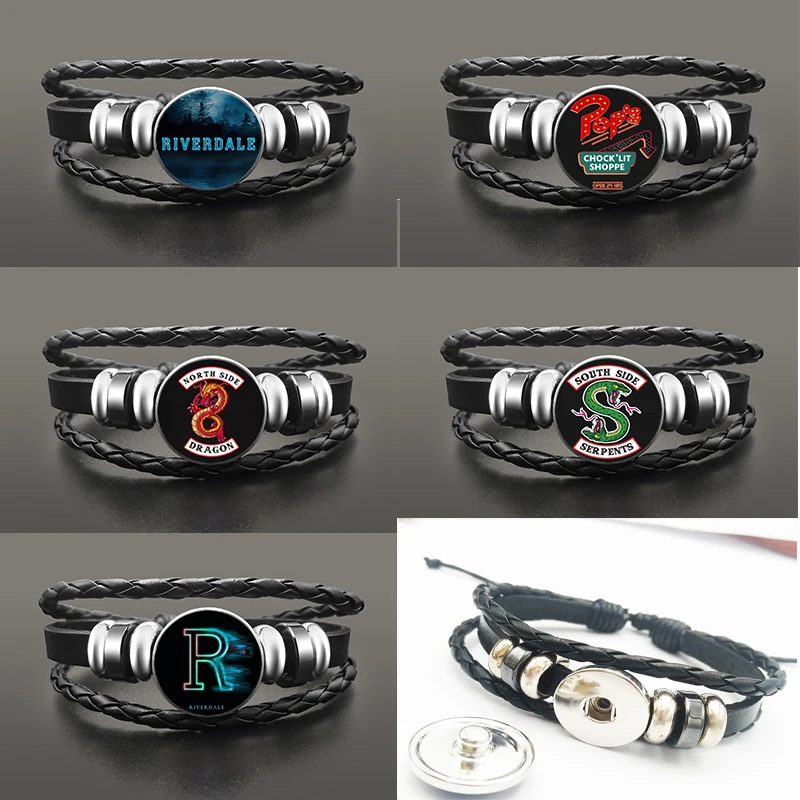 TV Jewelry Riverdale South Side Serpents Hat Black Multi Layer Leather Bracelet Glass Dome Button Snaps Bracelet Adjustable
TV Jewelry Riverdale South Side Serpents Hat Black Multi Layer Leather Bracelet Glass Dome Button Snaps Bracelet Adjustable