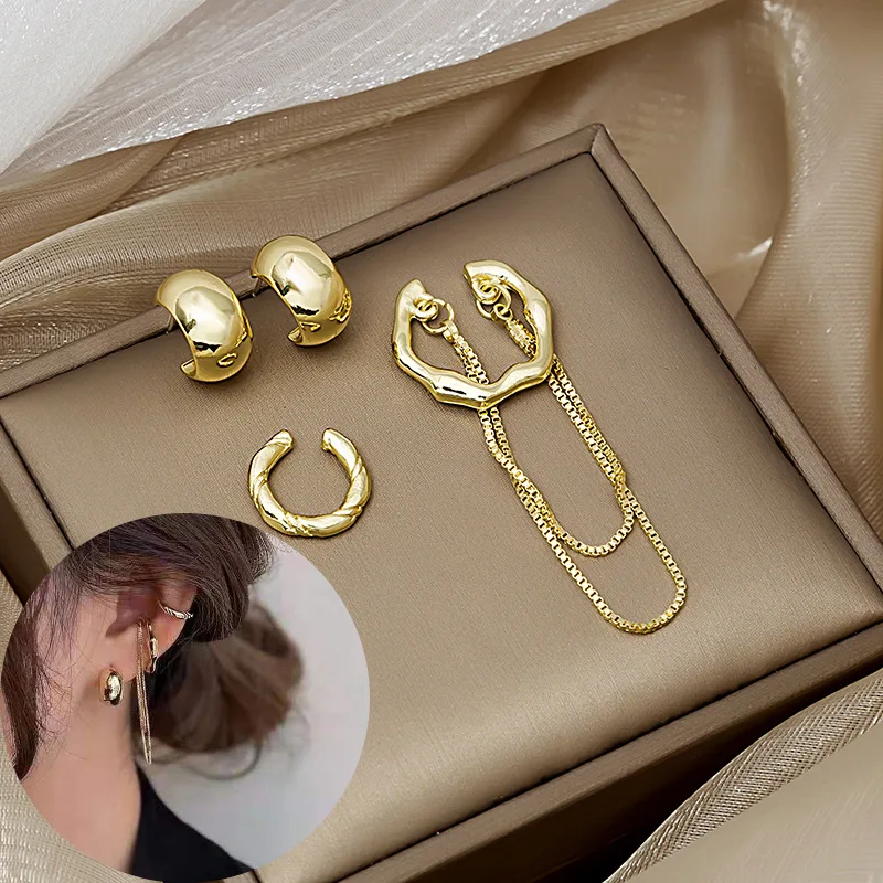 Creative Metal Chain Ear Bone Clip Earrings Set Design Sense C Arc Stud Earrings Aesthetic Earrings for Women Jewelry
Creative Metal Chain Ear Bone Clip Earrings Set Design Sense C Arc Stud Earrings Aesthetic Earrings for Women Jewelry