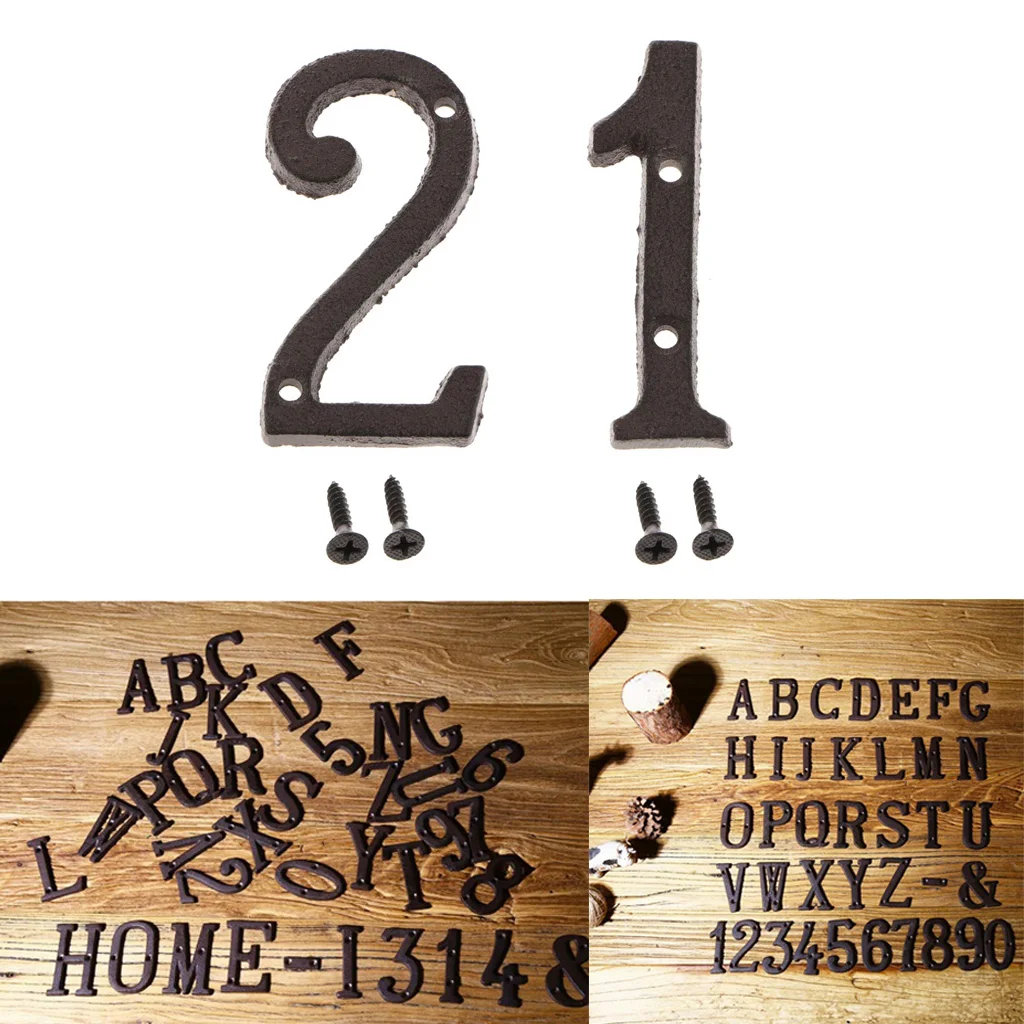 2шт черные кованые железные ремесленные номера дома бронзовые цифры на двери