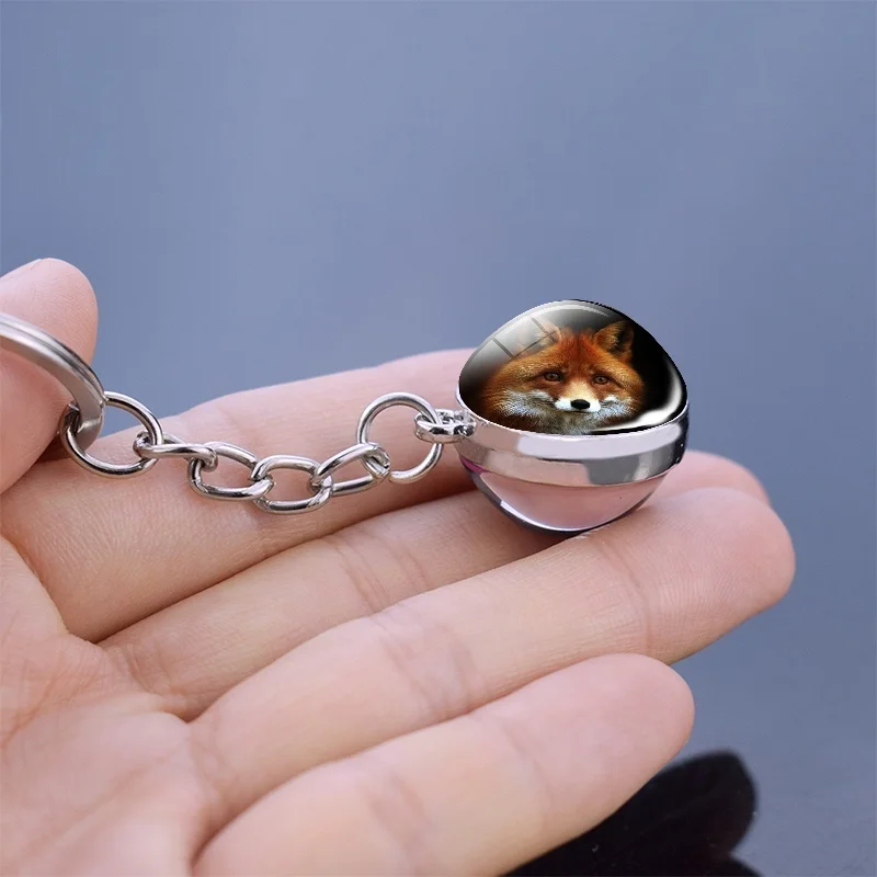 Брелок для ключей с изображением Красной лисы в виде стеклянного шара - купить по