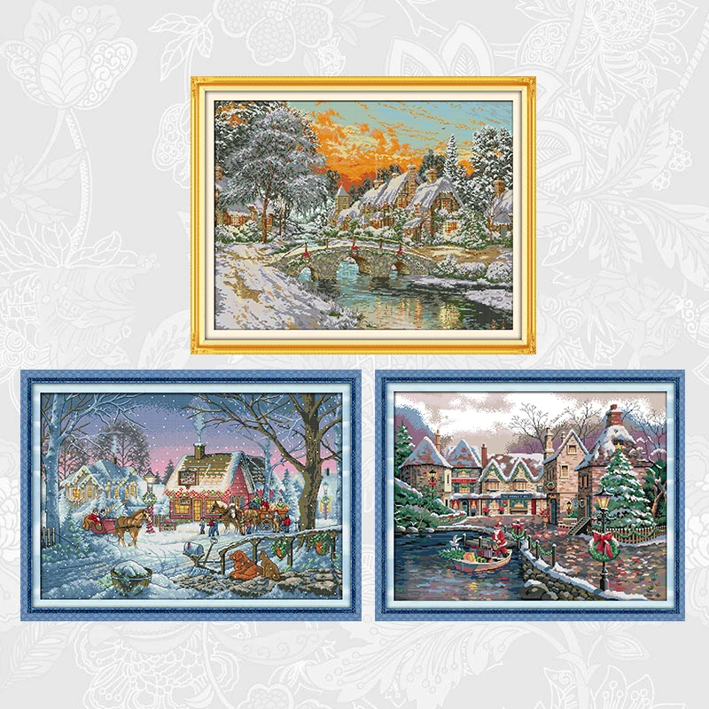 DIY Handmade Cross Stitch Kits Warm Snow Township 14CT Printed Canvas 11CT Fabric Christmas Town Crafts Needlework Embroidery
DIY Handmade Cross Stitch Kits Warm Snow Township 14CT Printed Canvas 11CT Fabric Christmas Town Crafts Needlework Embroidery