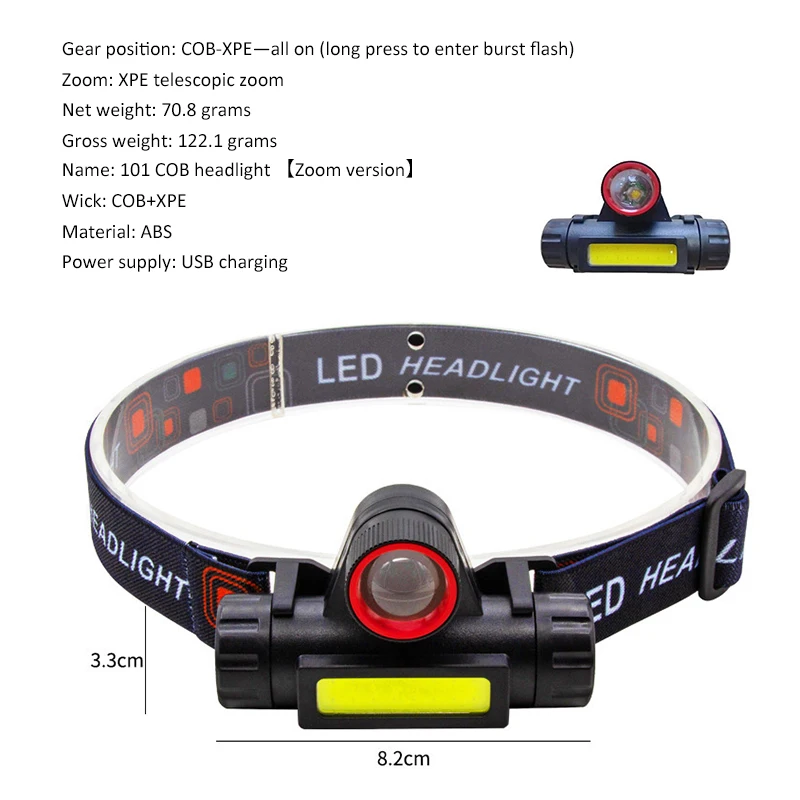 LED Outdoor Strong Headlight USB Rechargeable Telescopic Zoom Waterproof COB Head-mounted Work Light For Night Lighting Fishing
LED Outdoor Strong Headlight USB Rechargeable Telescopic Zoom Waterproof COB Head-mounted Work Light For Night Lighting Fishing