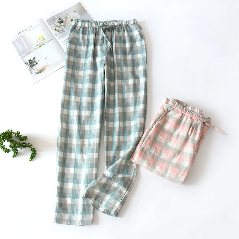 Women Spring and Summer Cotton Cloth Long Pants Female Thin Trousers Grid Pattern Loose Home Living Wear
Women Spring and Summer Cotton Cloth Long Pants Female Thin Trousers Grid Pattern Loose Home Living Wear