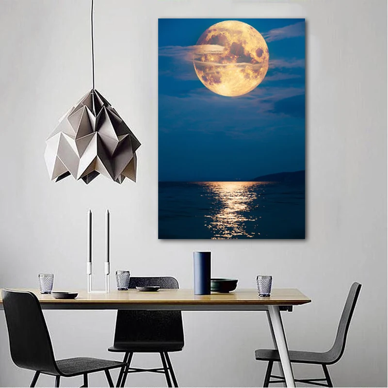 Beautiful Landscape Full Moon on Blue Sea Canvas Painting Wall Art Nordic Posters and Prints Wall Pictures for Living Room Decor
Beautiful Landscape Full Moon on Blue Sea Canvas Painting Wall Art Nordic Posters and Prints Wall Pictures for Living Room Decor