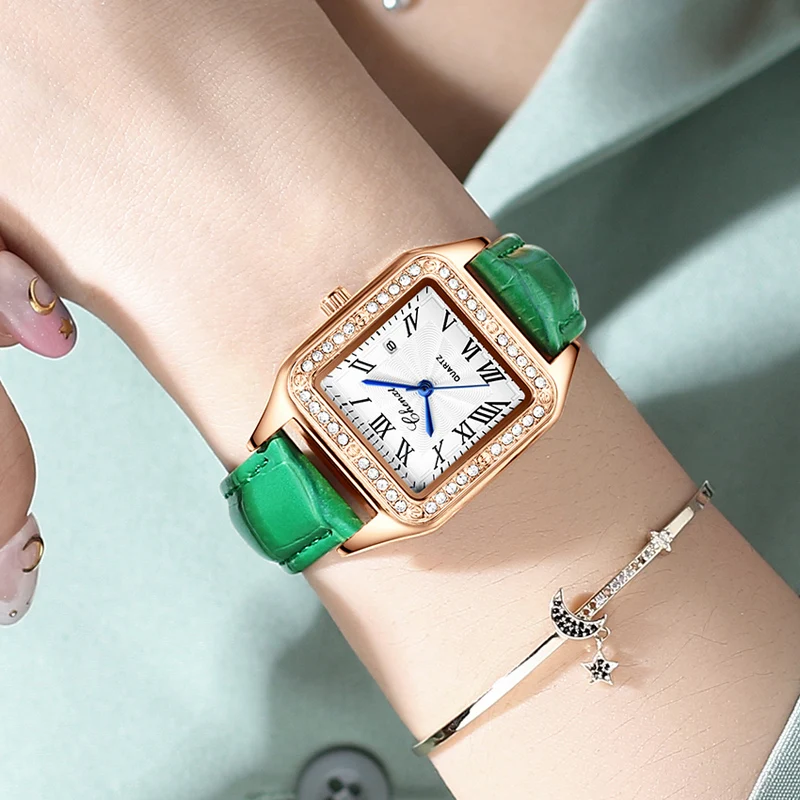 Часы CHENXI женские с квадратным ремешком роскошные модные наручные бриллиантами