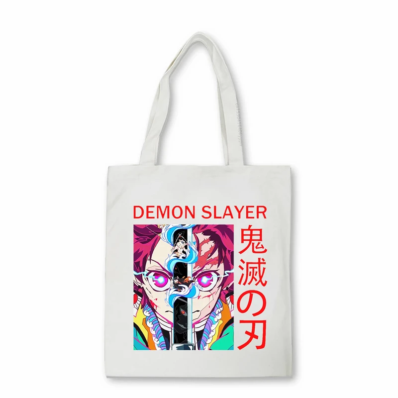 Холщовая Сумка для покупок с принтом из аниме «рассекающий демонов», повседневная винтажная Веселая Готическая Сумочка на плечо в стиле Ха...